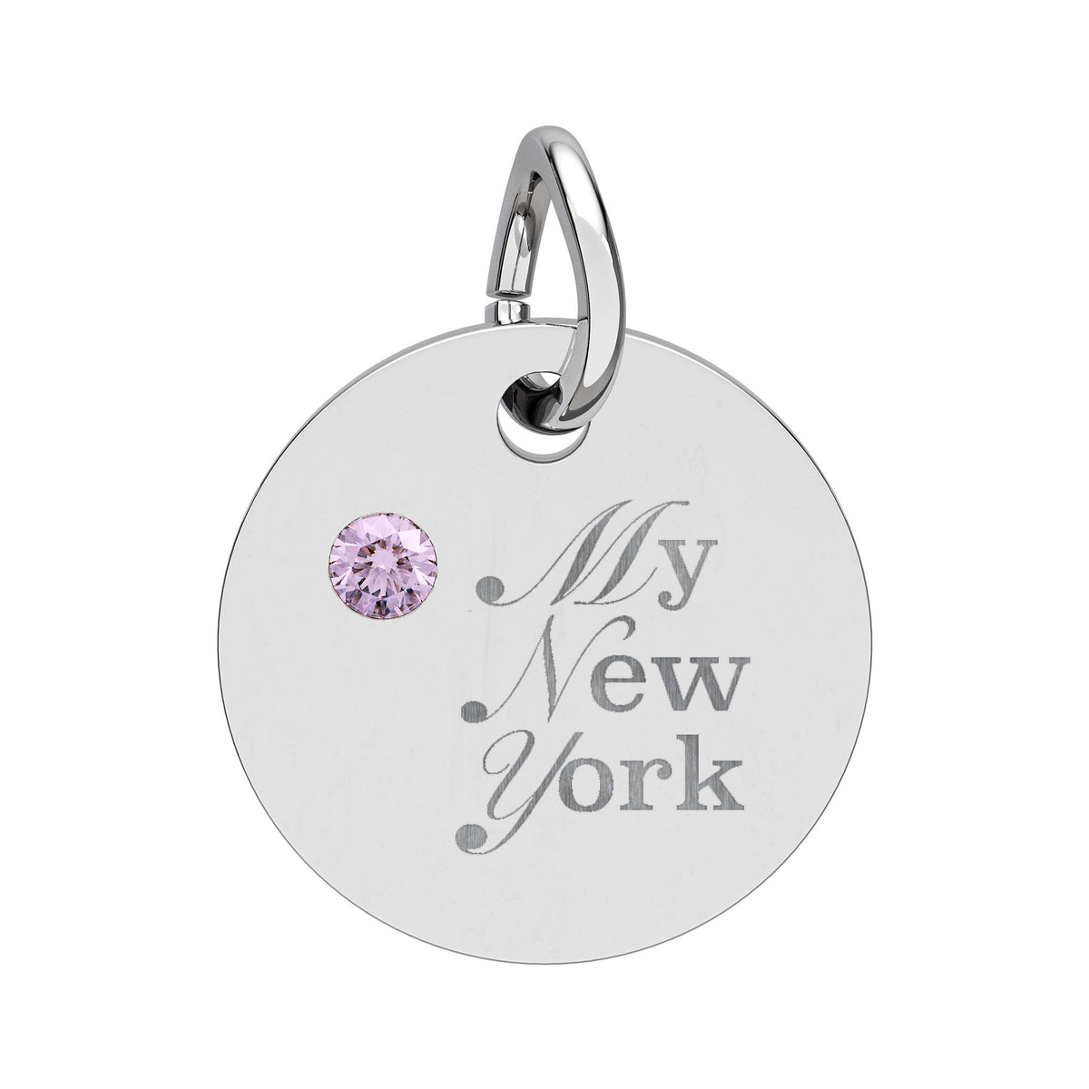 "My New York" Engraved Birthstone Charm — Personalized Pendant