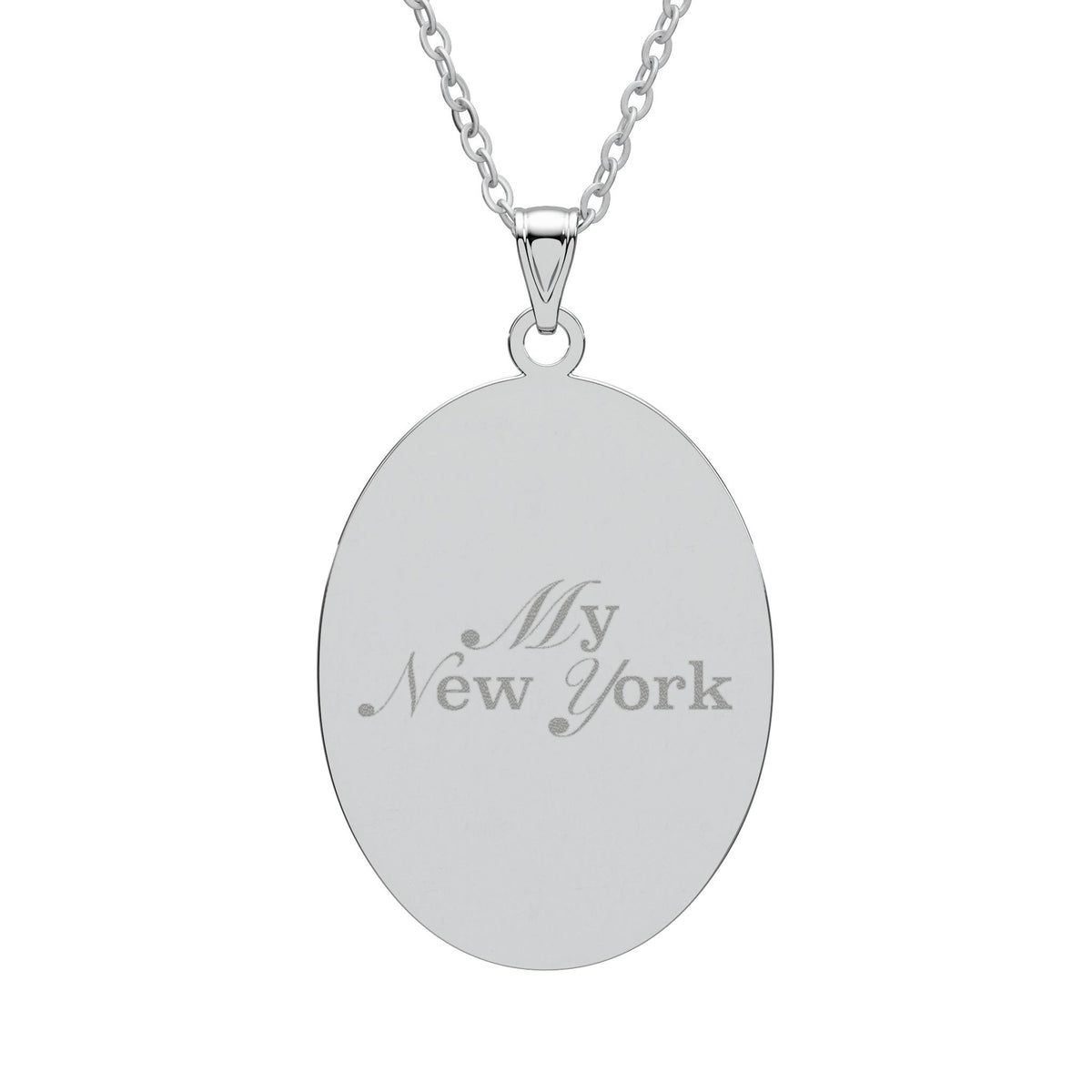 My New York: Engraved Oval Pendant