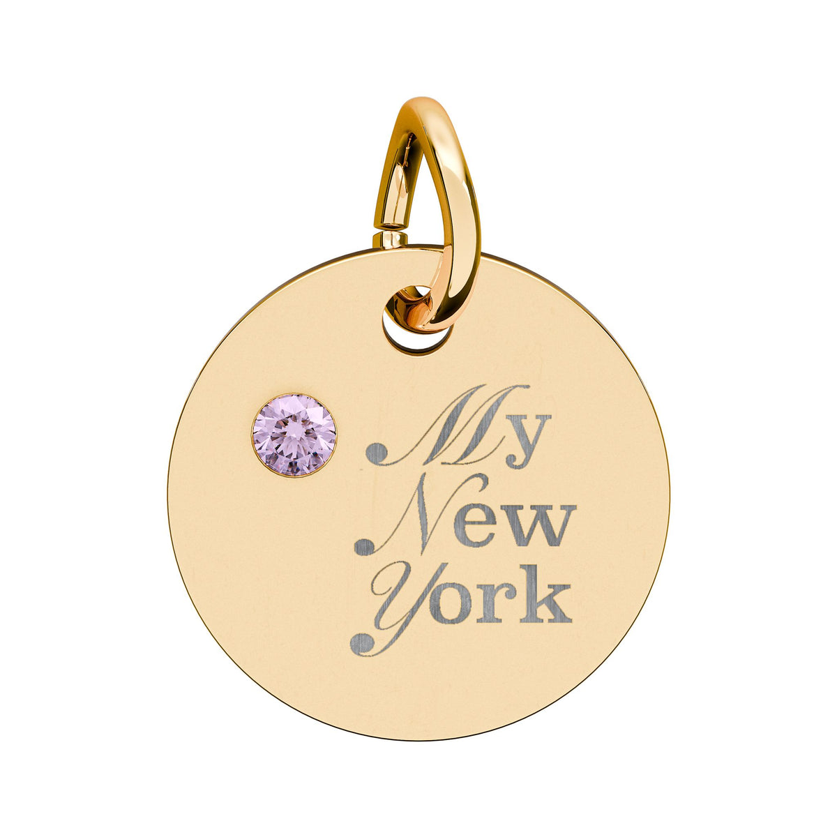 "My New York" Engraved Birthstone Charm — Personalized Pendant