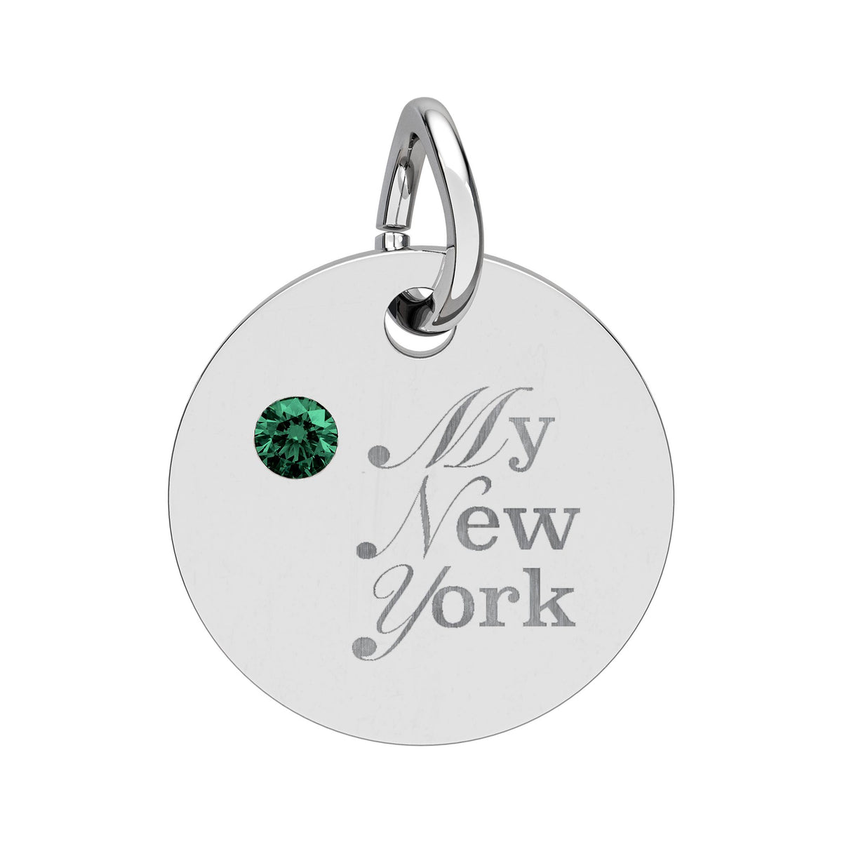 "My New York" Engraved Birthstone Charm — Personalized Pendant