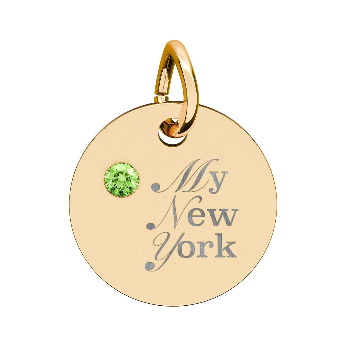 "My New York" Engraved Birthstone Charm — Personalized Pendant
