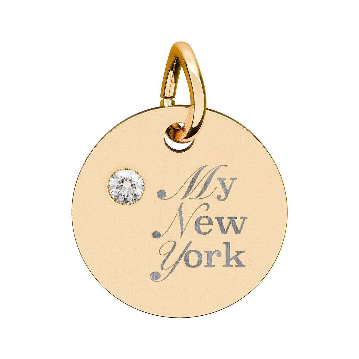 "My New York" Engraved Birthstone Charm — Personalized Pendant