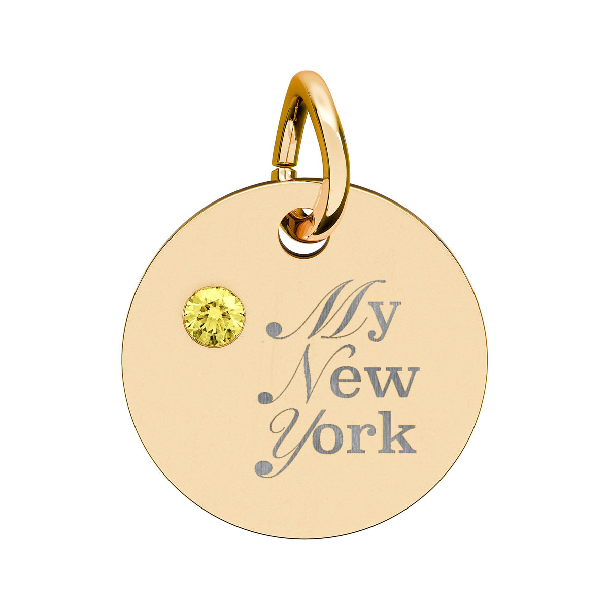 "My New York" Engraved Birthstone Charm — Personalized Pendant