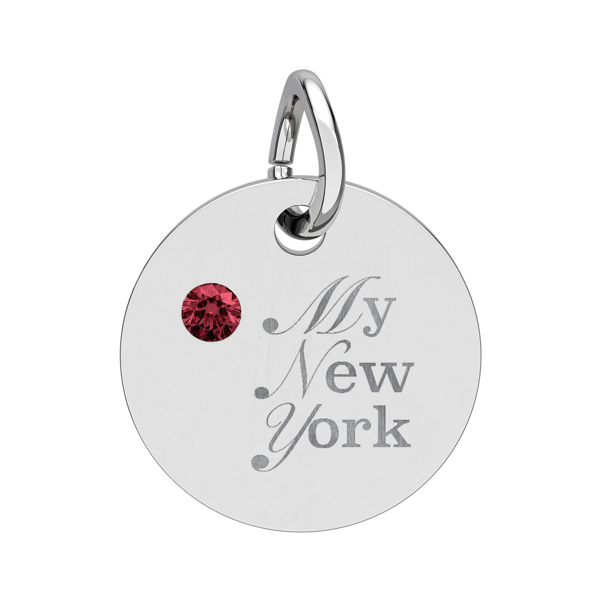 "My New York" Engraved Birthstone Charm — Personalized Pendant
