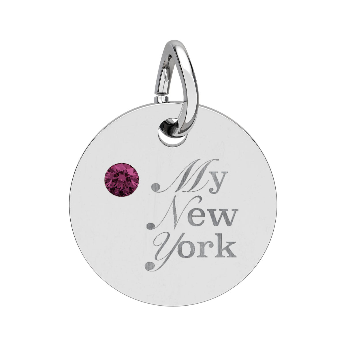 "My New York" Engraved Birthstone Charm — Personalized Pendant