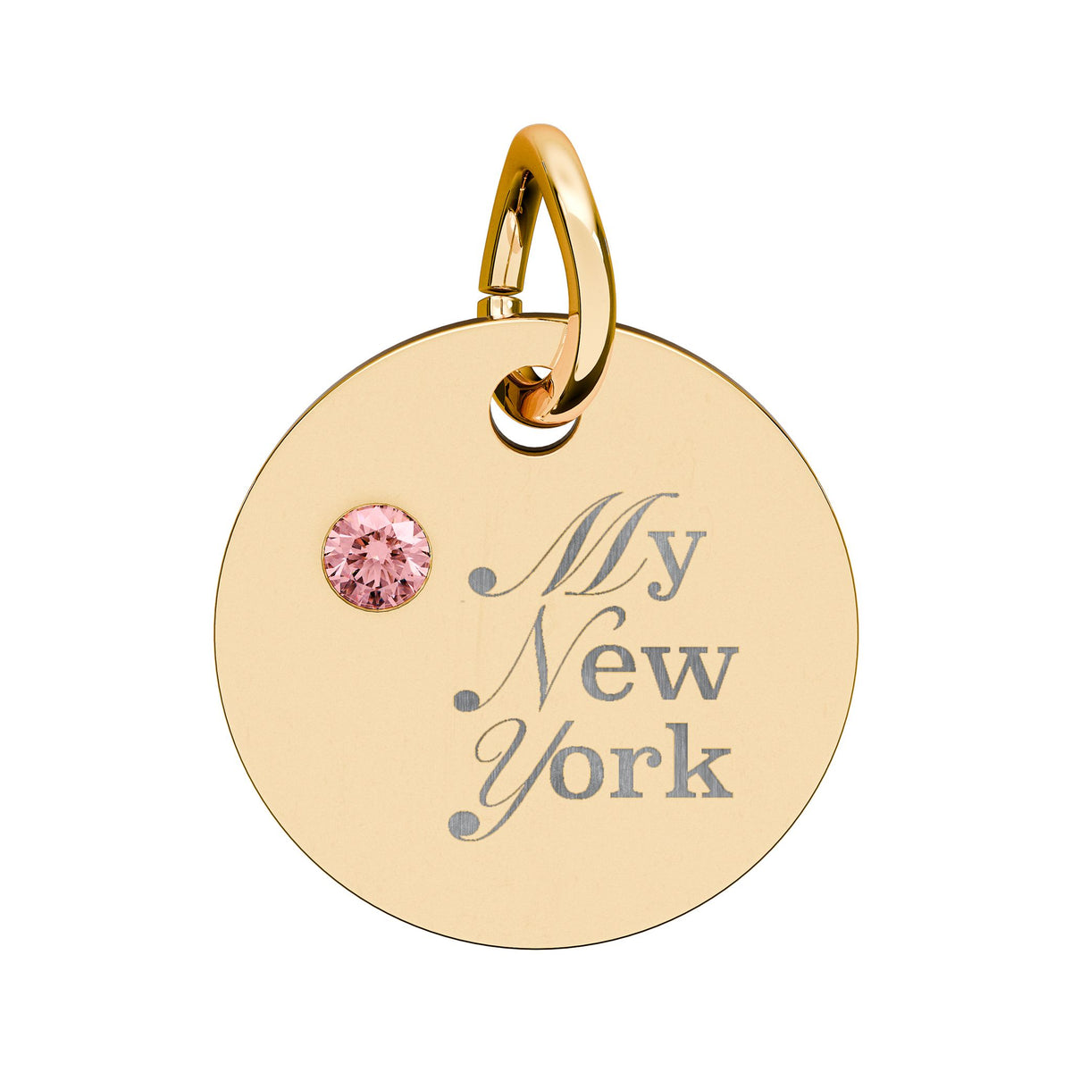 "My New York" Engraved Birthstone Charm — Personalized Pendant