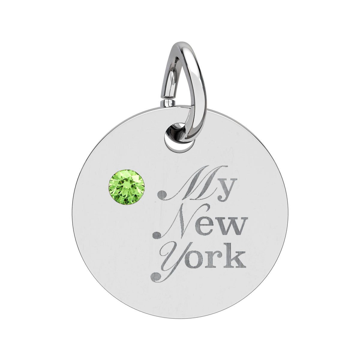 "My New York" Engraved Birthstone Charm — Personalized Pendant