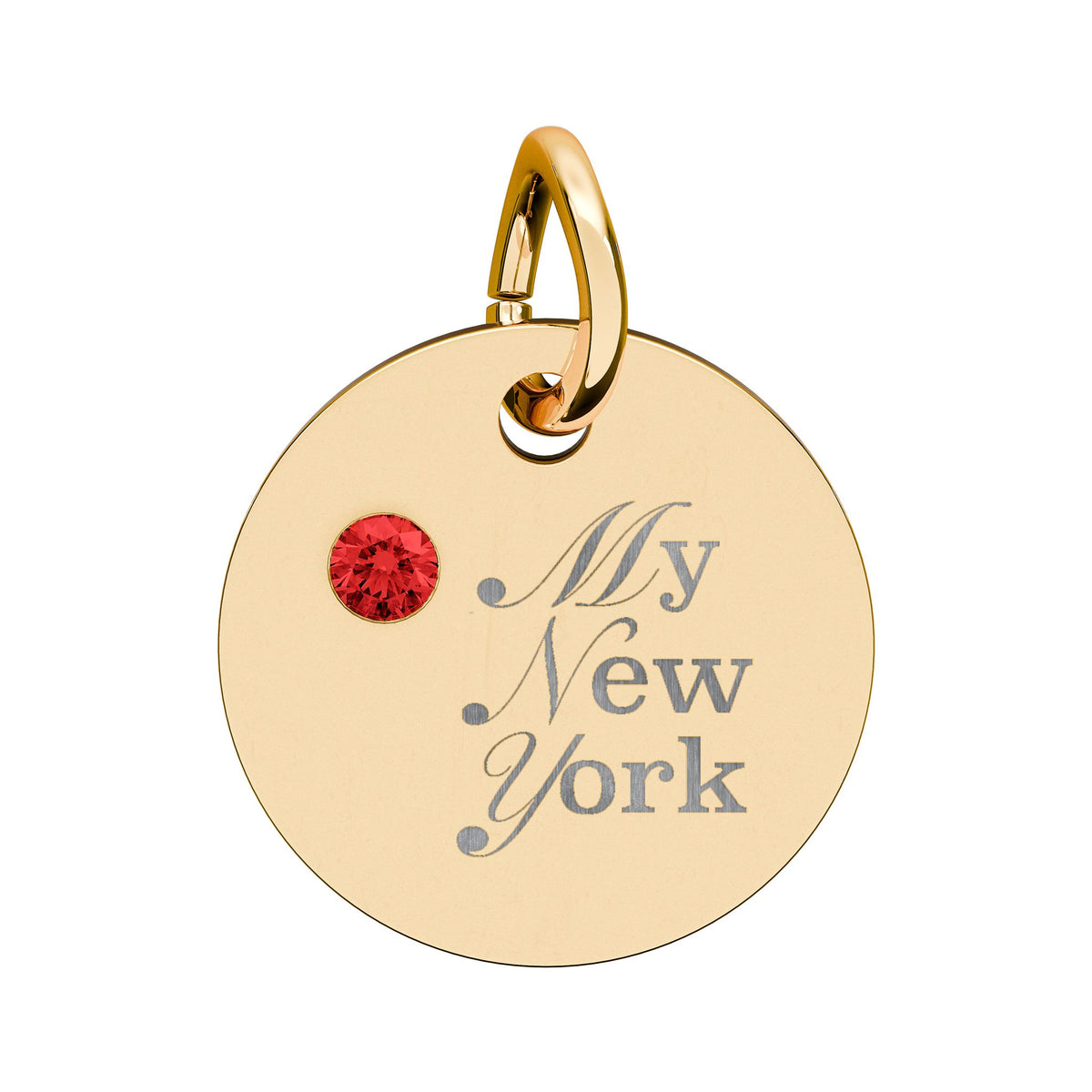 "My New York" Engraved Birthstone Charm — Personalized Pendant