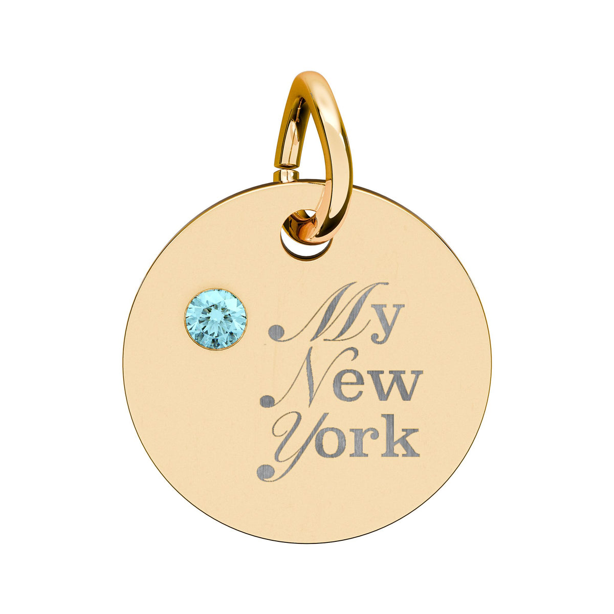 "My New York" Engraved Birthstone Charm — Personalized Pendant