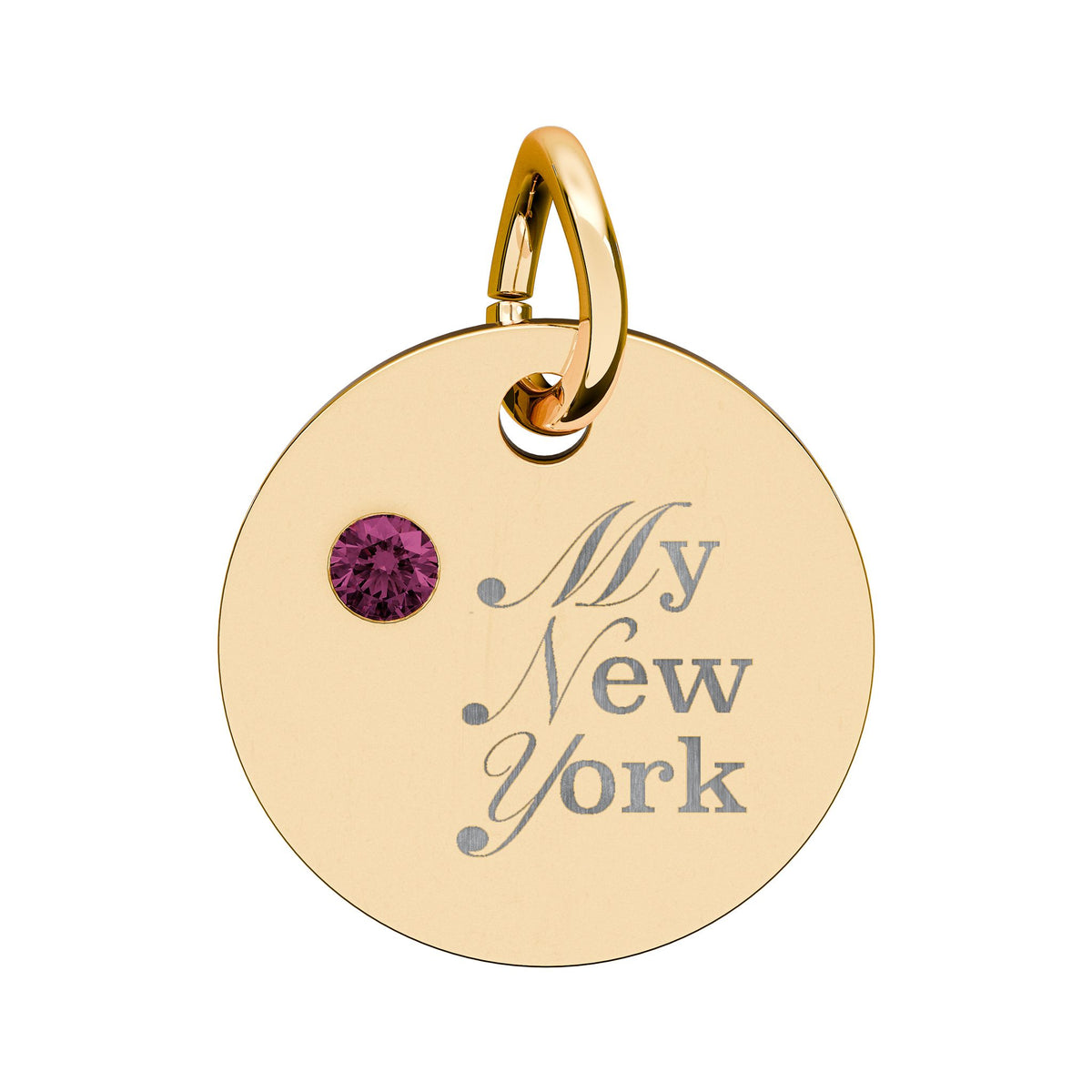 "My New York" Engraved Birthstone Charm — Personalized Pendant