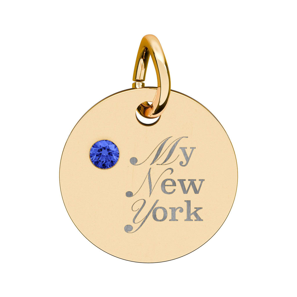 "My New York" Engraved Birthstone Charm — Personalized Pendant