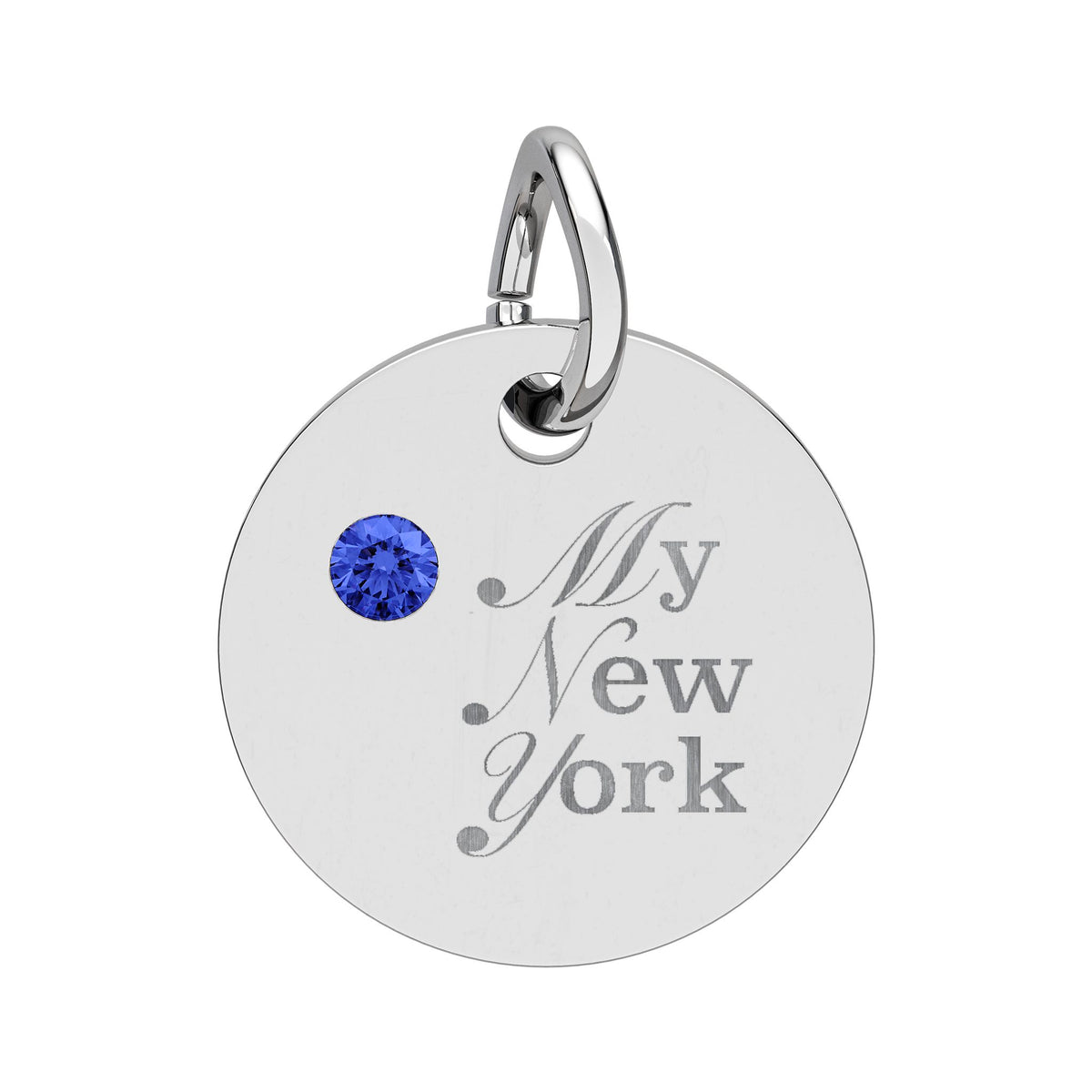 "My New York" Engraved Birthstone Charm — Personalized Pendant