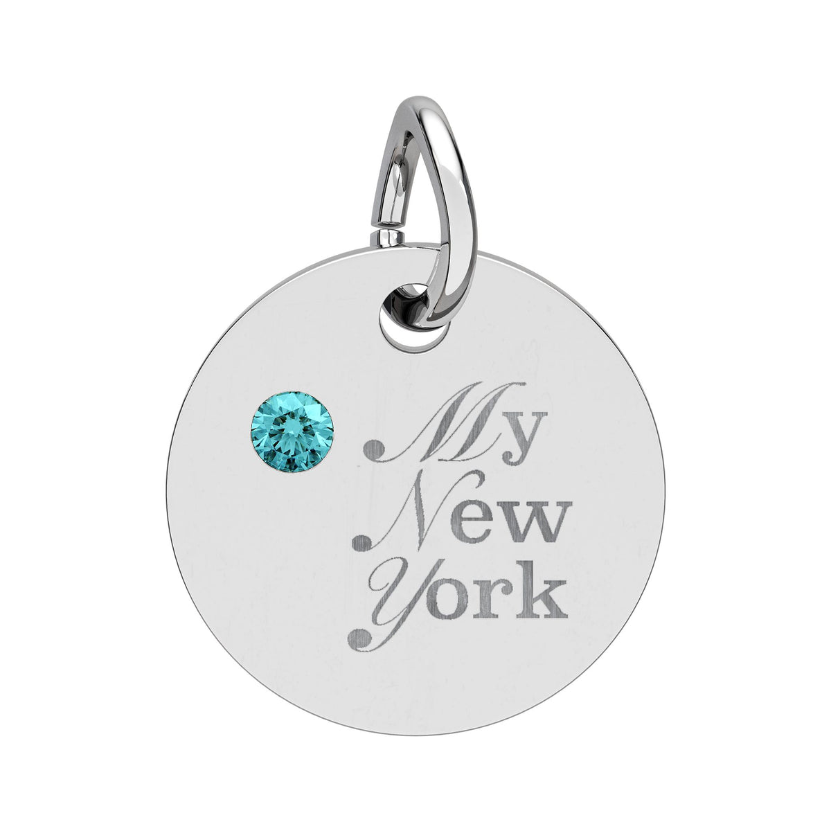 "My New York" Engraved Birthstone Charm — Personalized Pendant