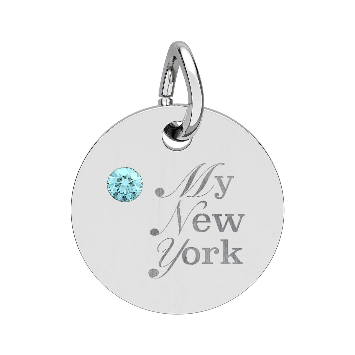 "My New York" Engraved Birthstone Charm — Personalized Pendant