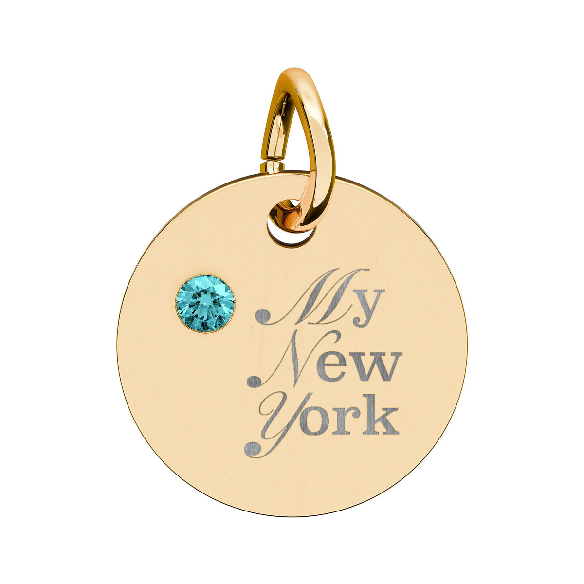 "My New York" Engraved Birthstone Charm — Personalized Pendant