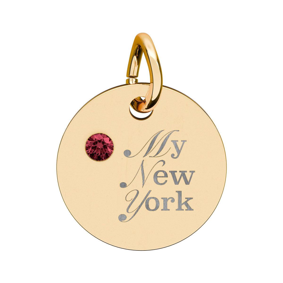 "My New York" Engraved Birthstone Charm — Personalized Pendant