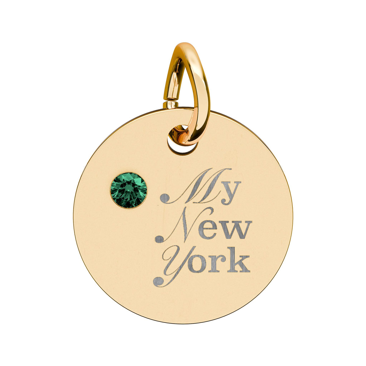 "My New York" Engraved Birthstone Charm — Personalized Pendant