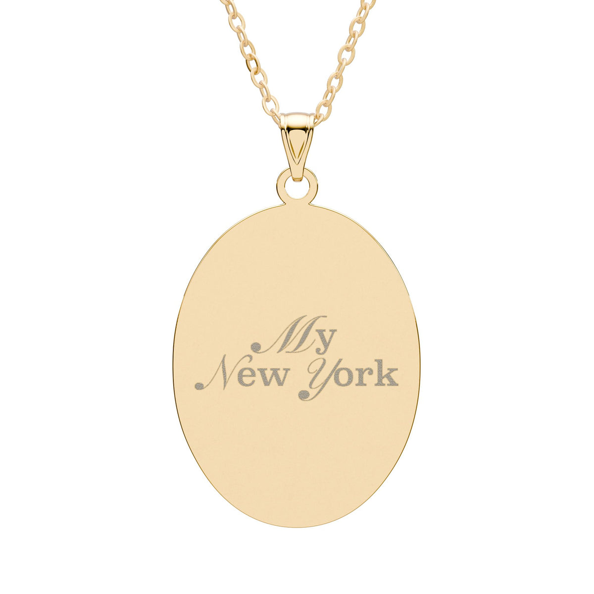 My New York: Engraved Oval Pendant