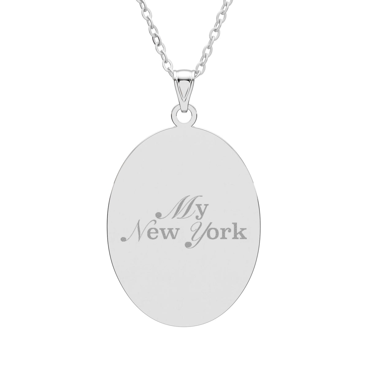 My New York: Engraved Oval Pendant