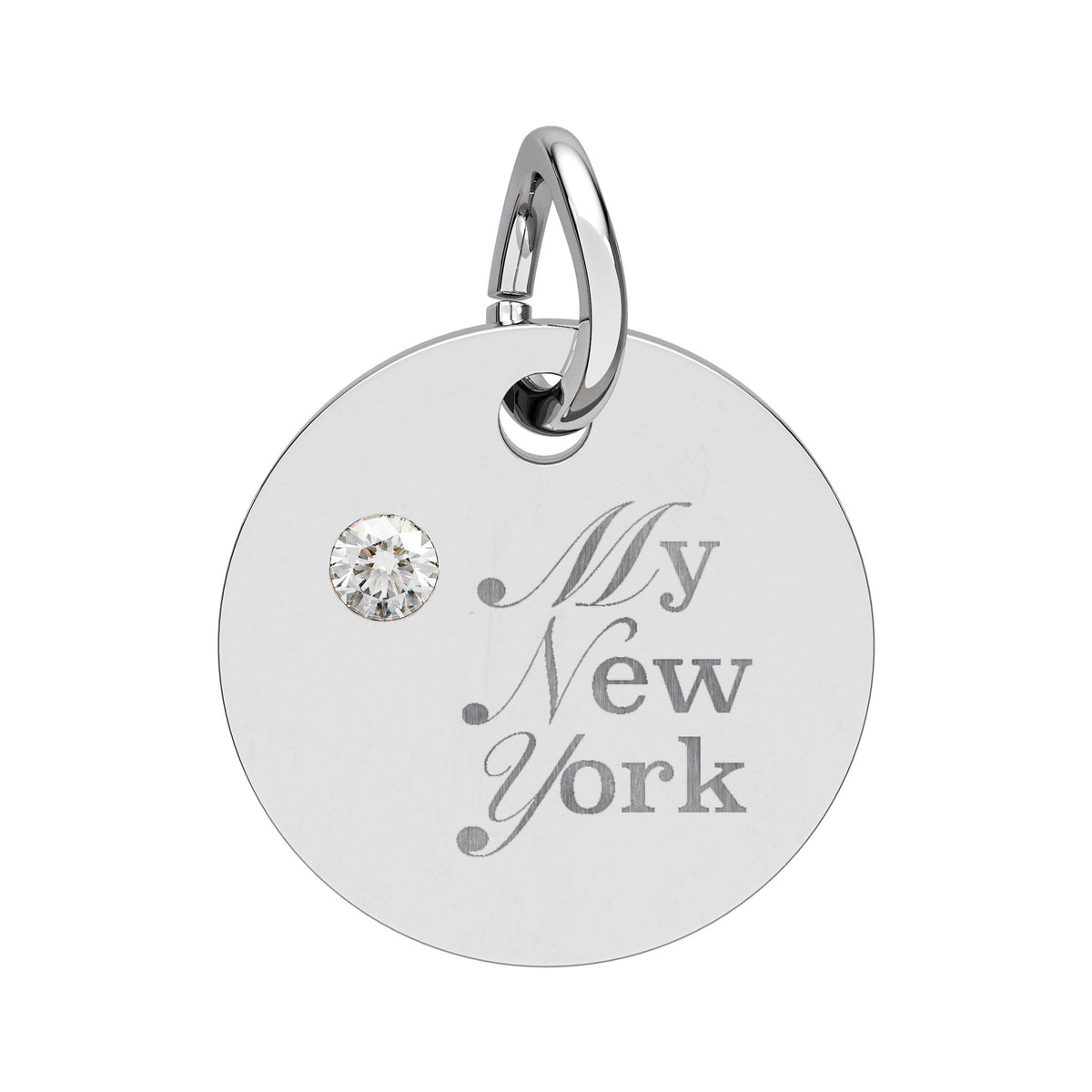 "My New York" Engraved Birthstone Charm — Personalized Pendant