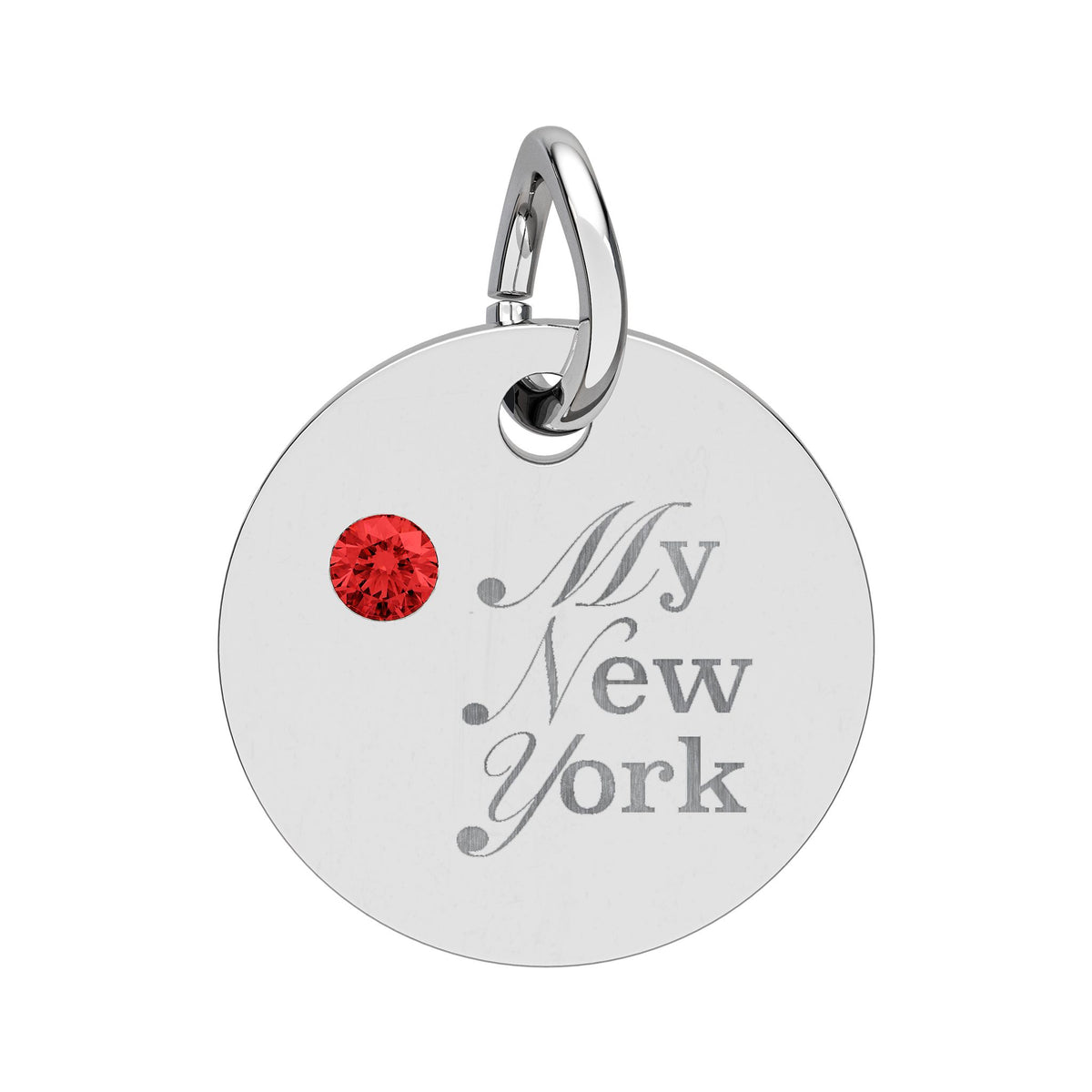 "My New York" Engraved Birthstone Charm — Personalized Pendant
