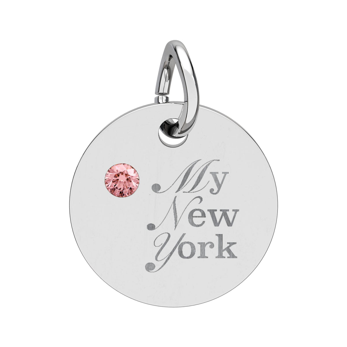 "My New York" Engraved Birthstone Charm — Personalized Pendant